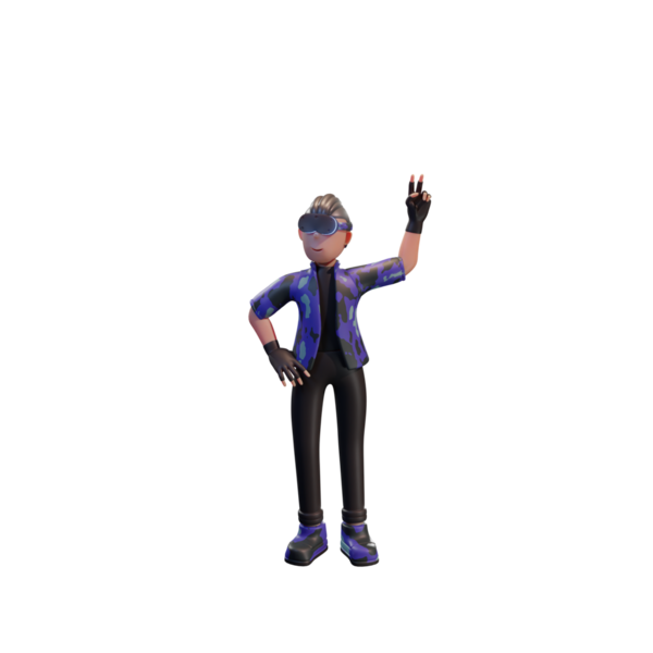 Metaverse Karakteri 3B Görüntü Beyaz Arkaplanda İzole Edildi