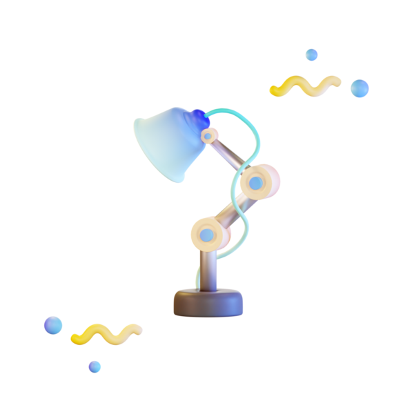 Ofis Lambası Masası 3D Görüntü Beyaz Arkaplanda İzole Edildi 