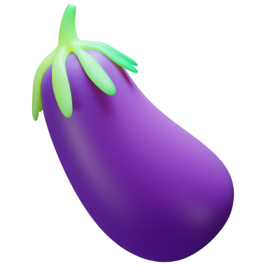 Patlıcan 3D Görüntü Beyaz Arkaplanda İzole Edildi