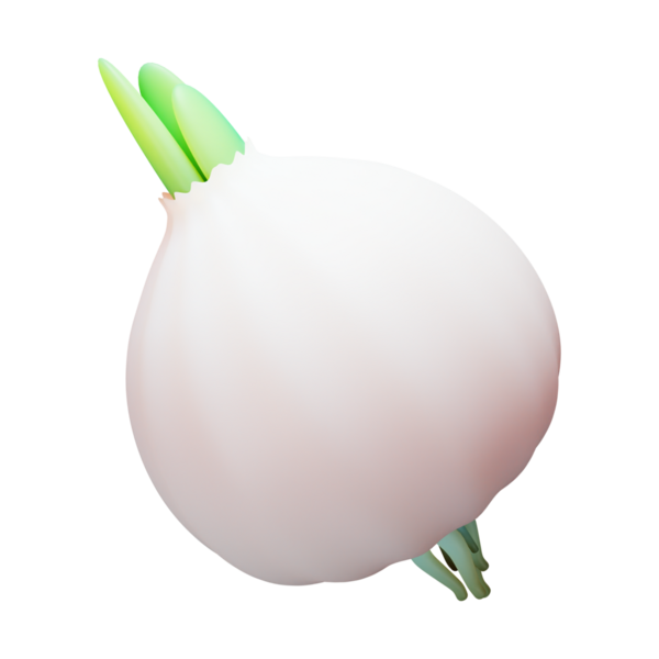 Soğan 3D Görüntü Beyaz Arkaplanda İzole Edildi