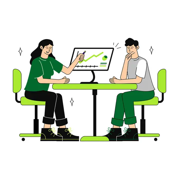 Beyaz Arkaplan Üzerine Yenilikçi İşbirliği, Vektör İllüstrasyonu  