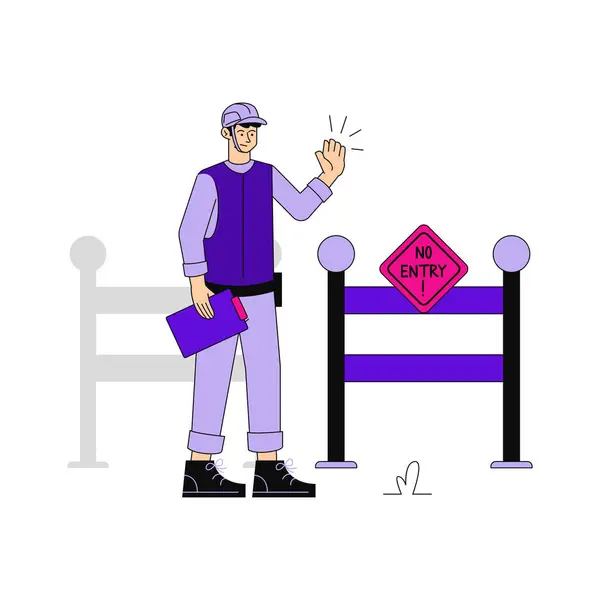 Kısıtlı Alan Uyarısı, Beyaz Arkaplanda Vektör Resimleri  