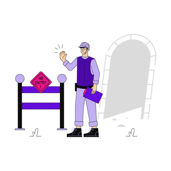 Beyaz Arkaplanda Özel Mülkiyet Kısıtlaması, Vektör İllüstrasyonu  