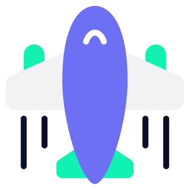 Uçak Kalkış Simgesi Beyaz Arkaplanda Basit Vektör ResmiComment 