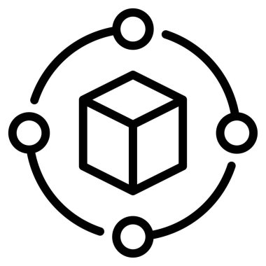 Blockchain Teknoloji Simgesi Beyaz Arkaplan Basit Vektör İllüstrasyonu 