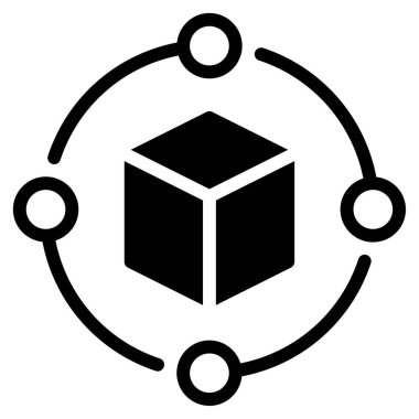 Blockchain Teknoloji Simgesi Beyaz Arkaplan Basit Vektör İllüstrasyonu 