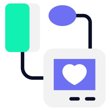 Kan Basıncı İzleyici Simge Beyaz Arkaplanda Basit Vektör İllüstrasyonu 