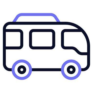 Şehir Tur Otobüs Simgesi, Beyaz Arkaplanda Basit Vektör İllüstrasyonu 