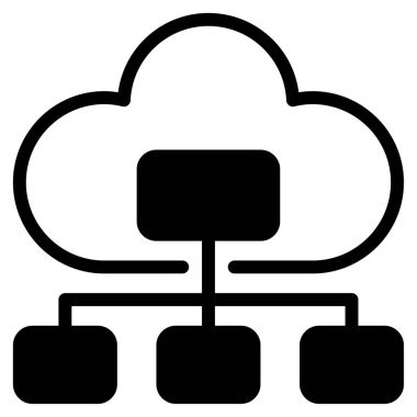 Bulut Yönetim Simgesi, Beyaz Arkaplan Üzerine Basit Vektör İllüstrasyonu 