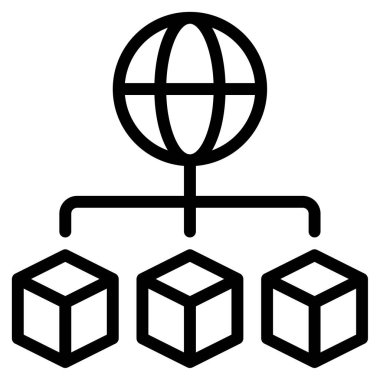 Bağlı Altyapı Simgesi, Beyaz Arkaplanda Basit Vektör İllüstrasyonu 