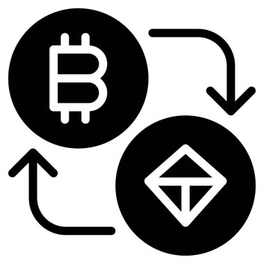 Kripto Para Takas Simgesi, Beyaz Arkaplanda Basit Vektör Resimleri 