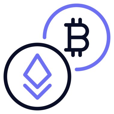 Kripto Para Takas Simgesi, Beyaz Arkaplanda Basit Vektör Resimleri 