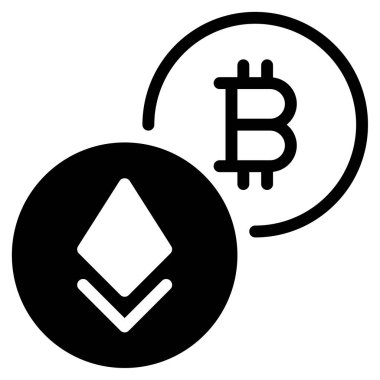 Kripto Para Takas Simgesi, Beyaz Arkaplanda Basit Vektör Resimleri 