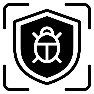 Siber Tehdit Algılama Simgesi, Beyaz Arkaplanda Basit Vektör Resimleri 