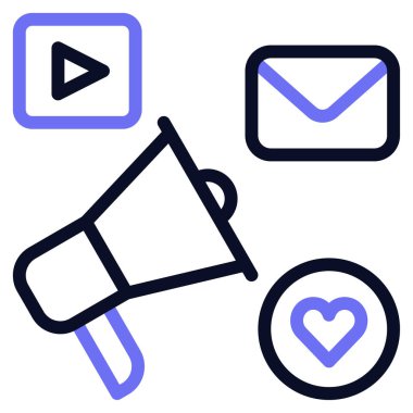 Dijital Reklam Simgesi, Beyaz Arkaplanda Basit Vektör Resimleri  