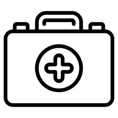İlk Yardım Çantası, Beyaz Arkaplanda Basit Vektör İllüstrasyonu 