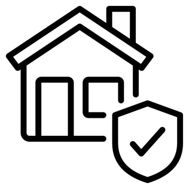 Ev Güvenlik Simgesi, Beyaz Arkaplanda Basit Vektör İllüstrasyonu 