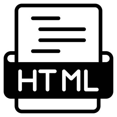 HTML Kodlama Simgesi, Beyaz Arkaplanda Basit Vektör İllüstrasyonu 