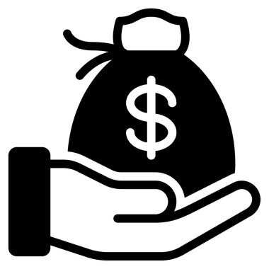 Para Torbası Simgesi, Beyaz Arkaplanda Basit Vektör İllüstrasyonu 