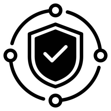 Ağ Güvenliği Simgesi, Beyaz Arkaplanda Basit Vektör İllüstrasyonu 