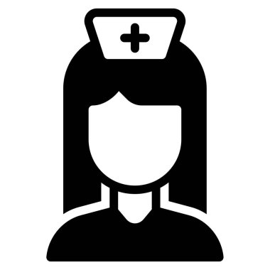 Hemşire Simgesi, Beyaz Arkaplanda Basit Vektör İllüstrasyonu 