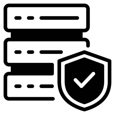 Güvenli Sunucu Simgesi, Beyaz Arkaplanda Basit Vektör ResmiComment 