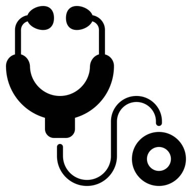 Stetoskop Simgesi, Beyaz Arkaplanda Basit Vektör İllüstrasyonu 