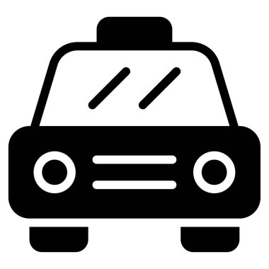 Taksi Taksisi Simgesi, Beyaz Arkaplanda Basit Vektör İllüstrasyonu 