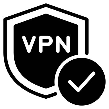 VPN Koruma Simgesi, Beyaz Arkaplanda Basit Vektör İllüstrasyonu 
