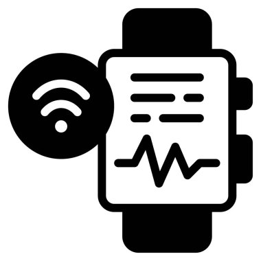 Giyilebilir Teknoloji Simgesi, Beyaz Arkaplan Üzerine Basit Vektör İllüstrasyonu 