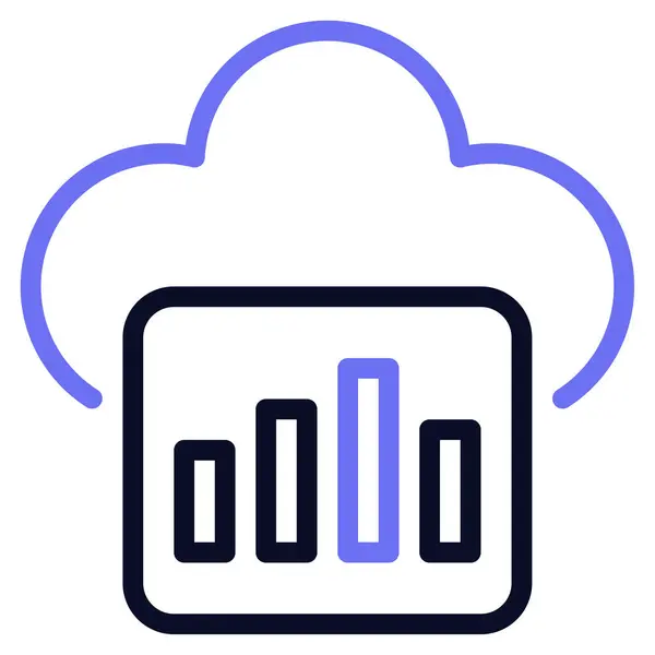 Bulut Analitik Simgesi, Beyaz Arkaplan Üzerine Basit Vektör İllüstrasyonu 
