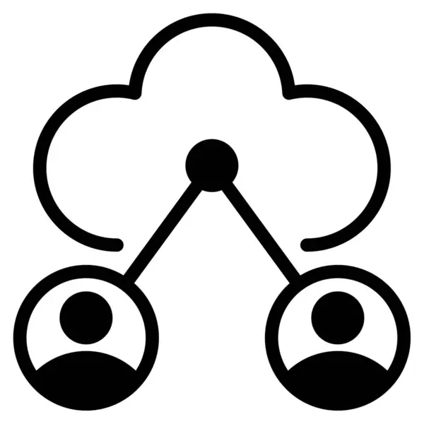 Bulut İşbirliği Simgesi, Beyaz Arkaplanda Basit Vektör İllüstrasyonu 