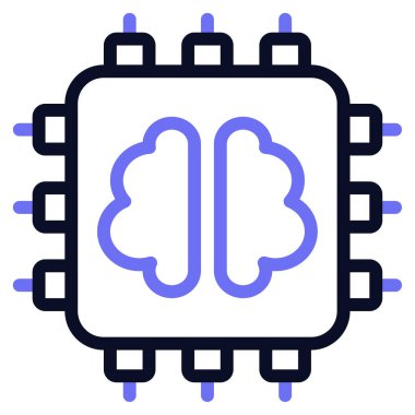 Yapay Zeka Simgesi, Beyaz Arkaplanda Basit Vektör İllüstrasyonu