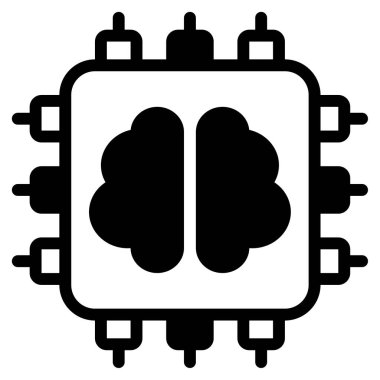 Yapay Zeka Simgesi, Beyaz Arkaplanda Basit Vektör İllüstrasyonu