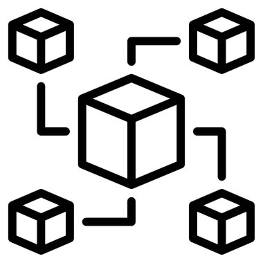 Blokchain Ağ Simgesi, Beyaz Arkaplan Basit Vektör ResmiComment