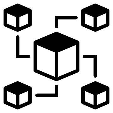 Blokchain Ağ Simgesi, Beyaz Arkaplan Basit Vektör ResmiComment