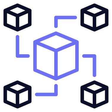 Blokchain Ağ Simgesi, Beyaz Arkaplan Basit Vektör ResmiComment