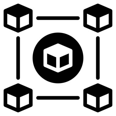 Blok Simgesi Zinciri, Beyaz Arkaplanda Basit Vektör Resimleri