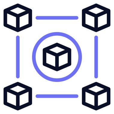 Blok Simgesi Zinciri, Beyaz Arkaplanda Basit Vektör Resimleri