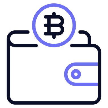 Kripto Para Birimi Cüzdan Simgesi, Beyaz Arkaplan Basit Vektör Resimleri