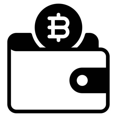 Kripto Para Birimi Cüzdan Simgesi, Beyaz Arkaplan Basit Vektör Resimleri