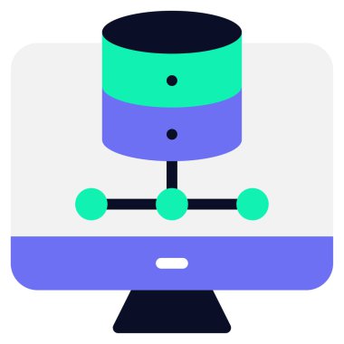 Veri Merkezi Simgesi, Beyaz Arkaplanda Basit Vektör İllüstrasyonu