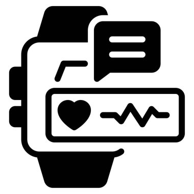 Fitness İzleyici Katı Simge, Beyaz Arkaplanda Basit Vektör Resimleri