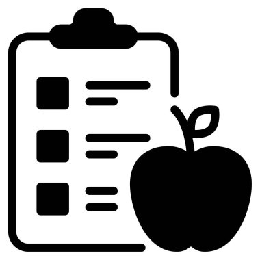 Sağlıklı Diyet Simgesi, Beyaz Arkaplanda Basit Vektör İllüstrasyonu