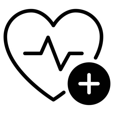 Kalp Sağlığı Simgesi, Beyaz Arkaplanda Basit Vektör İllüstrasyonu