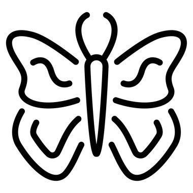 Kelebek Simgesi, Beyaz Arkaplanda Basit Vektör İllüstrasyonu