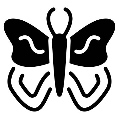 Kelebek Simgesi, Beyaz Arkaplanda Basit Vektör İllüstrasyonu