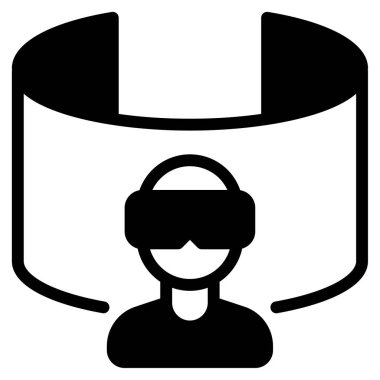 Sanal Tur Simgesi, Beyaz Arkaplanda Basit Vektör İllüstrasyonu