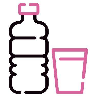 Su Şişe Simgesi, Beyaz Arkaplan Üzerine Basit Vektör İllüstrasyonu