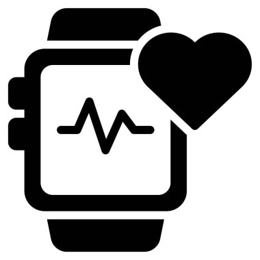 Giyilebilir Sağlık İzleyici Simgesi, Beyaz Arkaplan Üzerine Basit Vektör İllüstrasyonu